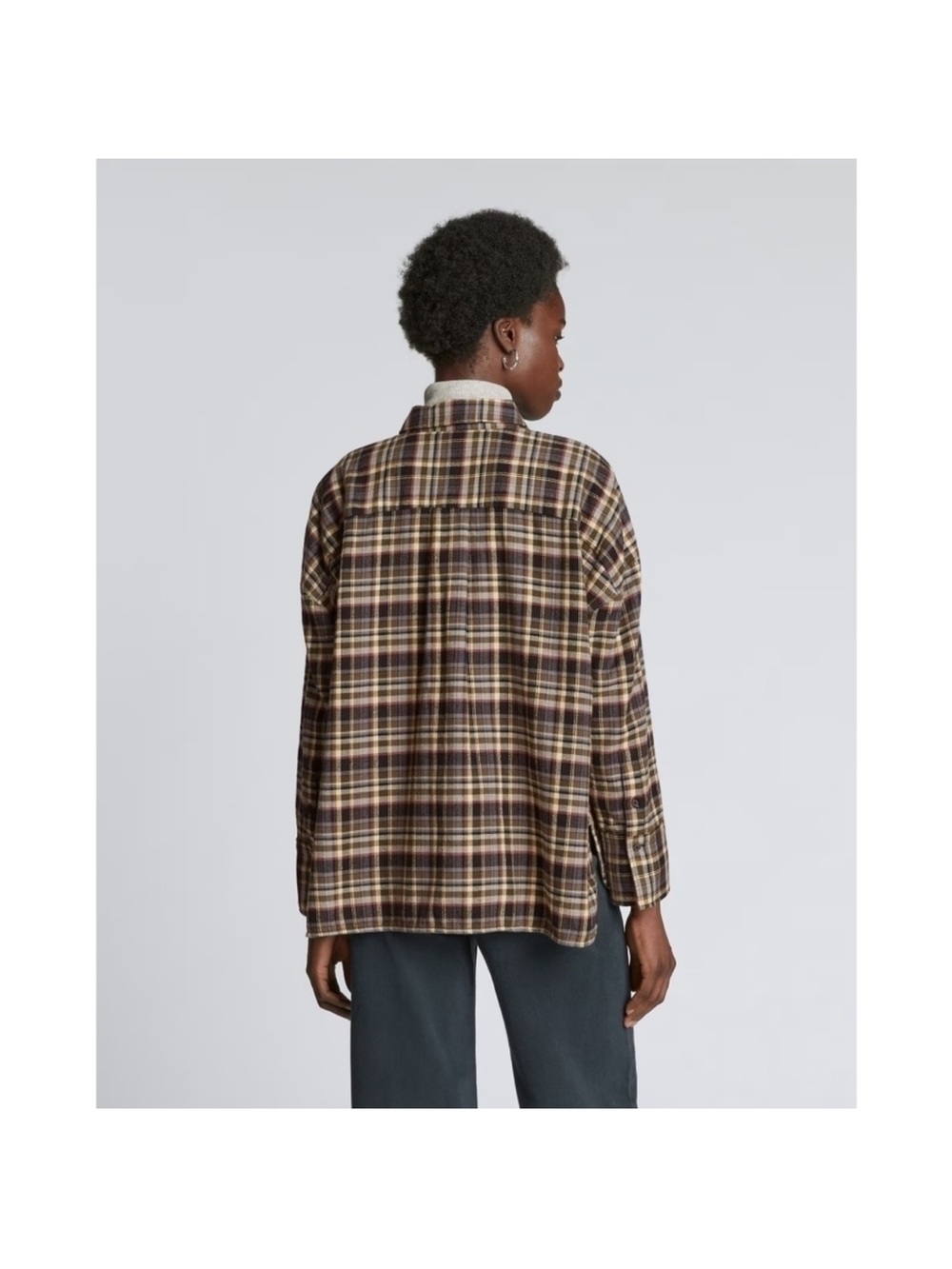 Everlane Brown Plaid Long-Sleeve Shirt